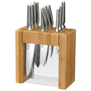 Global Ikasu X 10 Piece Knife Bamboo Block Set 10pc Knives Made in Japan - Picture 1 of 3