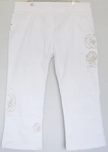MILLERS Crop PANTS White & Embroidered detail Stretch fit ~ Women sz 16 to 18 - Picture 1 of 6