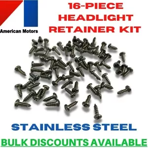 1965-1967 AMC Marlin Headlight Trim Ring Retainer Bucket Screws Stainless Steel - Bild 1 von 1
