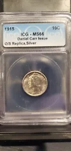 Beauty! 1915 ICG MS66 Daniel Carr Fantasy Overstrike Mercury Dime - Picture 1 of 2