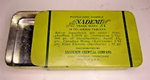 EMPTY Canadian Hemp Tin Apothecary Pharmacy Collectible Anademin Chattanooga TN - Picture 1 of 4