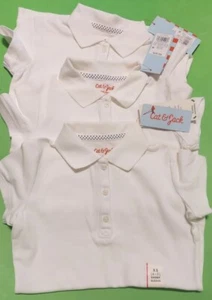 3 Pc New Cat & Jack Girl's Size XS (4-5) White SS School Uniform Polo Shirts - Picture 1 of 9