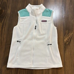 🐳 Vineyard Vines Women’s M White Sweater Vest 🧥 Preppy Full Zip Classic - Picture 1 of 6