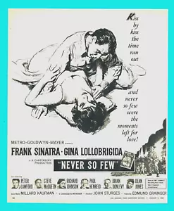 1960 Never So Few film Frank Sinatra vintage STAMPA ANNUNCIO Lawford McQueen militare - Foto 1 di 3