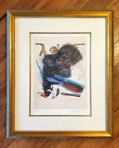 Black Poodle by Frank Hopper "Rare" Gold Framed Matted Hand Signed Artist Proof - Picture 1 of 9