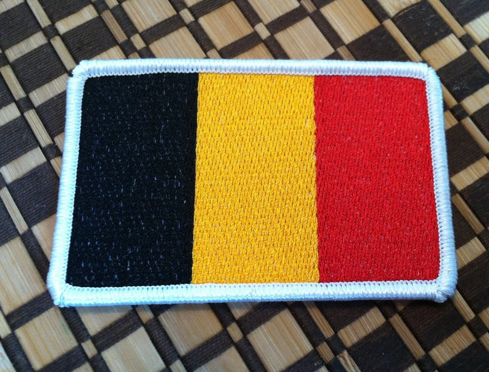 BELGIUM Flag Tactical Patch With Hook Adhesive Fastener White Border #2 - Image 1 of 1