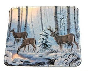 TAMPONE MOUSE COMPUTER ANTISCIVOLO CAMPAGNA PAESAGGIO NEVE CERVO CODA BIANCA 9 X 7 pollici - Foto 1 di 5