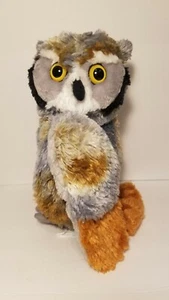 Wishpets Plush Owl Blue Gray Brown Turning Neck 360° Sitting 14" Stuffed Animal - Picture 1 of 7