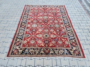 Vintage Oushak Teppich, Vintage 6x8 Antik Handgeknüpft Rot Rug, Naturteppiche - Bild 1 von 10