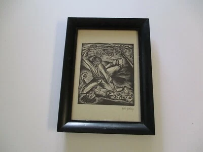 GALO GALECIO XILOGRAFÍA ALUMNO DEL MUSEO DIEGO RIVERA COLECCIONADO FIRMADO ESTILO WPA Foto 1 de 4