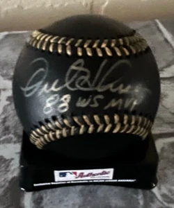 Orel Hershiser "88 WS MVP" Dodgers Black Baseball ROMLB Autographed Signed PSA - Picture 1 of 5
