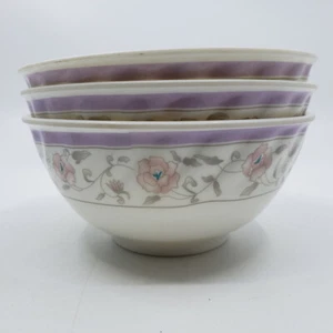 Yikang Kids Flower Bowls No. B-05 Purple White Rose 2.75" Lot of 3 Bowls - Picture 1 of 4