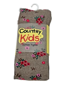 Country Kids Cotton Tights Girls 9-11 Color Brown Floral Multi Cotton Blend Fall - Picture 1 of 7