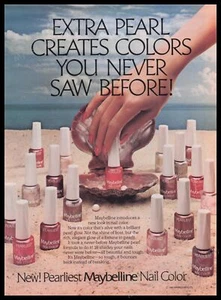 Maybelline Nail Color 1980s Print Advertisement Ad 1981 Clamshell Beach Sand - Picture 1 of 1