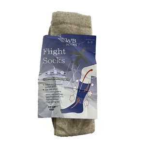 WB SOCKS Baumwolle Anti-DVT Flugsocken Sand UK Schuhgröße 6-9 beige - Bild 1 von 7