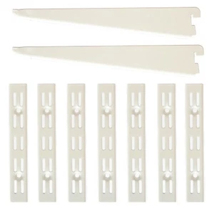 Twin Slot Shelving System White 10 Pack of Support Uprights, Brackets & Bookends - Picture 1 of 9