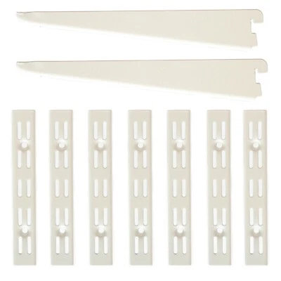 Twin Slot Shelving System White 10 Pack of Support Uprights, Brackets & Bookends - Image 1 of 4