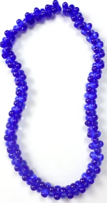 14" Strand 86 Cobalt Blue Cat Eye Glass Barbells Dumbbell Gorgeous Beads 11x5mm - Image 1 of 4