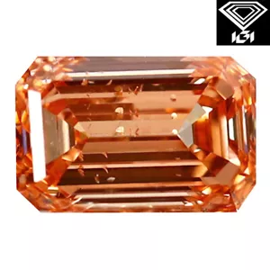 IGI Certified Orangish Pink CVD Diamond 1.06 ct Emerald Cut (7 x 5 mm) SI1 - Picture 1 of 3