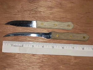 Lot 2 (two) 8 1/2" & 6 3/4" Wood Handles J A Bornschaft Stainless Taiwan Knives - Picture 1 of 4