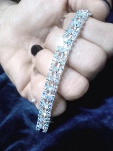 Bracciale Donna Argento 925 Tennis SWAROVSKI ORIGINALI Gioielli Cristalli Sposa - Foto 1 di 8