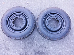 2 sehr alte original VW-Felgen 4.5x15 Käfer T1 T2 mit Conti 6.00-15 M+S, neu new - Bild 1 von 14