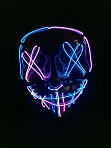Mask the Purge Led Light Mask up  for Cosplay Halloween Blue And Pink - Picture 1 of 3