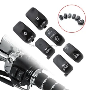 6pcs Black Control Switch Housing Button Caps for Harley Sportster Dyna 1996-13 - Picture 1 of 17