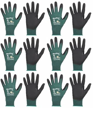 MaxiFlex 34-8743 Micro Foam Nitrile Coated ANSI A2 Cut Resistant Work Gloves 6PR