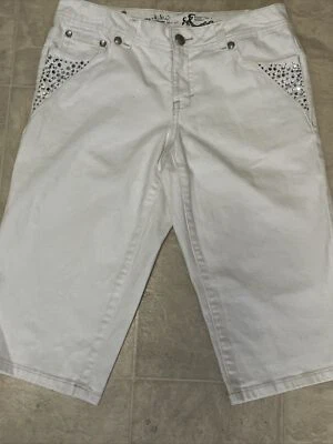 Skimmer Style & Co Talla 4 Capris Whitedenim-5 Bolsillos Estrás Adornado-NUEVO SIN ETIQUETAS Foto 1 de 4