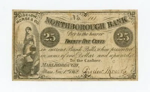 1862 25c Bigelow, Morse & Co. - Marlborough, MASSACHUSETTS Merchants Scrip - Picture 1 of 2