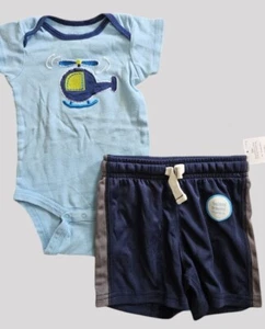 * GERBER blauer Hubschrauber Body neu mit Etikett Carter’s Shorts Jungen Größe 12 Monate - Bild 1 von 4