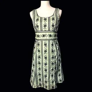 Carole Little Light green with Black Floral Embroidered Tank Dress - Size 8 - Picture 1 of 9
