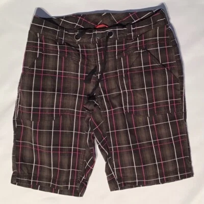 The North Face Women's Size S Flat Front Zip Tie Plaid Boho Outdoor Shorts - Image 1 of 3