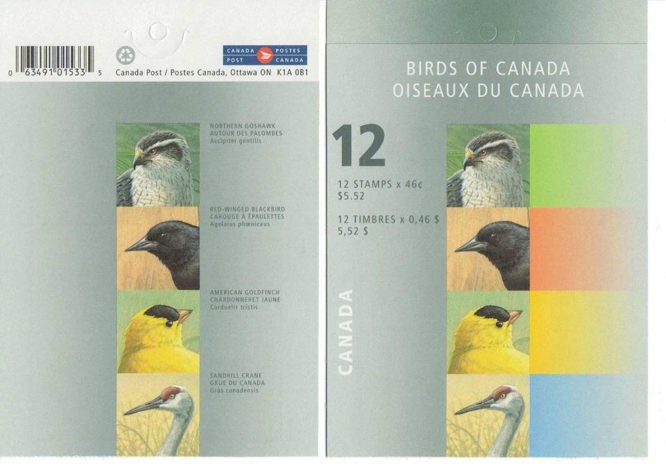 Canadá SC# BK 218b 1999-Birds-folleto de 12-M-NH    Foto 1 de 1