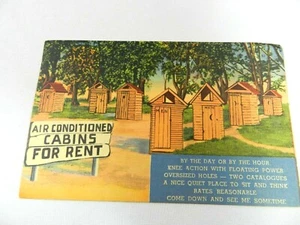 Vintage Postcard Air Conditioned Cabins for Rent Outhouse Bathrooms Linen 1941 - Picture 1 of 3
