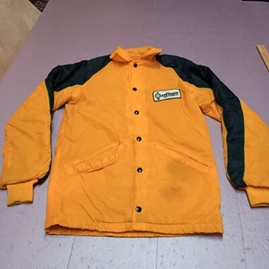 Vintage Swingster Pfizer Genetics Jacket Men XS Yellow Sherpa Lined Snap Bomber - Picture 1 of 13