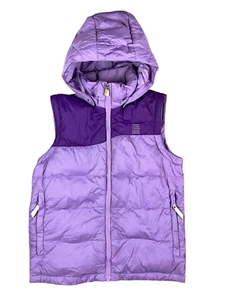 Lands' End Down Puffer Vest Girls S (7-8) Purple Jacket w Removable Hood - Picture 1 of 15