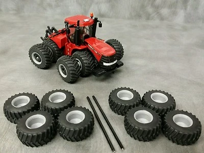 1/64 Farm custom scratch 800/70 R38  tractor tire kit gray rims + axels  - Image 1 of 4