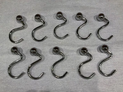 Ganchos para cortina de ducha de bola hueca de 10 piezas de acero inoxidable a prueba de óxido de calidad de lujo Foto 1 de 4