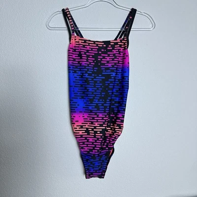 Traje de baño Speedo azul/rosa/negro para mujer talla 12 moderno Matrix Volt espalda 1 pieza Foto 1 de 4
