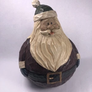 Vintage Primitive Hand Carved Resin Chubby Santa Claus Figurine Hand Painted 11” - Picture 1 of 7