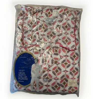 Nuevo de Colección Años 50 Pijama Para Hombres 2 Piezas TOWNCRAFT JCPENNEY Cuello Grande Patrón Rojo Foto 1 de 4