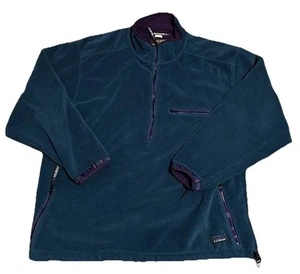Giacca verde vintage LL Bean Polartec Windbloc pile 1/2 zip taglia XL - Foto 1 di 10