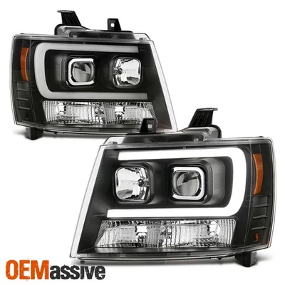 Se adapta a 07-14 Chevy Suburban | Tahoe | Faros proyectores LED DRL negros Avalanche Foto 1 de 4