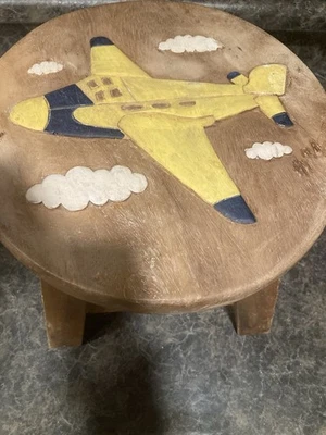 "Taburete de avión de madera hecho a mano Tailandia 12x15"" a través de tiempo de espera resistente para niños" Foto 1 de 4