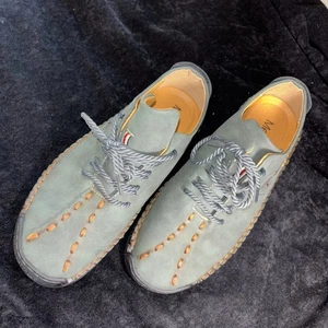 Hombres Cuero Azul Menico Cosido a Mano 100% Caoutchouc Zapato Informal Con Cordones 42/US 9 - Imagen 1 de 8