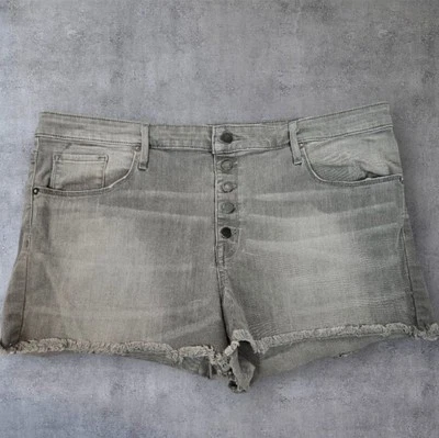 Pantalones Cortos de Jean Mossimo Gris Denim Botón Mosca Dobladillo Crudo Talla 18 Para Mujer Plus C89 Foto 1 de 4