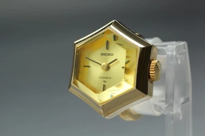 Vintage [N MINT] SEIKO Ring Watch 11-768A Gold Manual Winding Women From JAPAN - Image 1 of 4