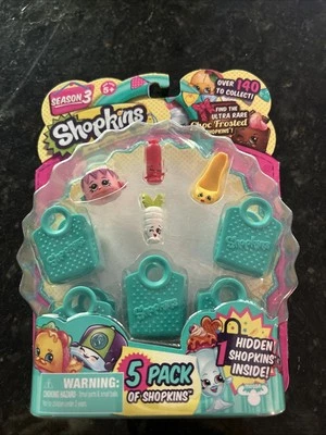 Shopkins Season 3 Minifigures 5-Pack Sealed NEW Hidden Shopkins Inside Bag Shoe - Image 1 of 3